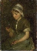 Bernard Blommers Girl with Cherries painting